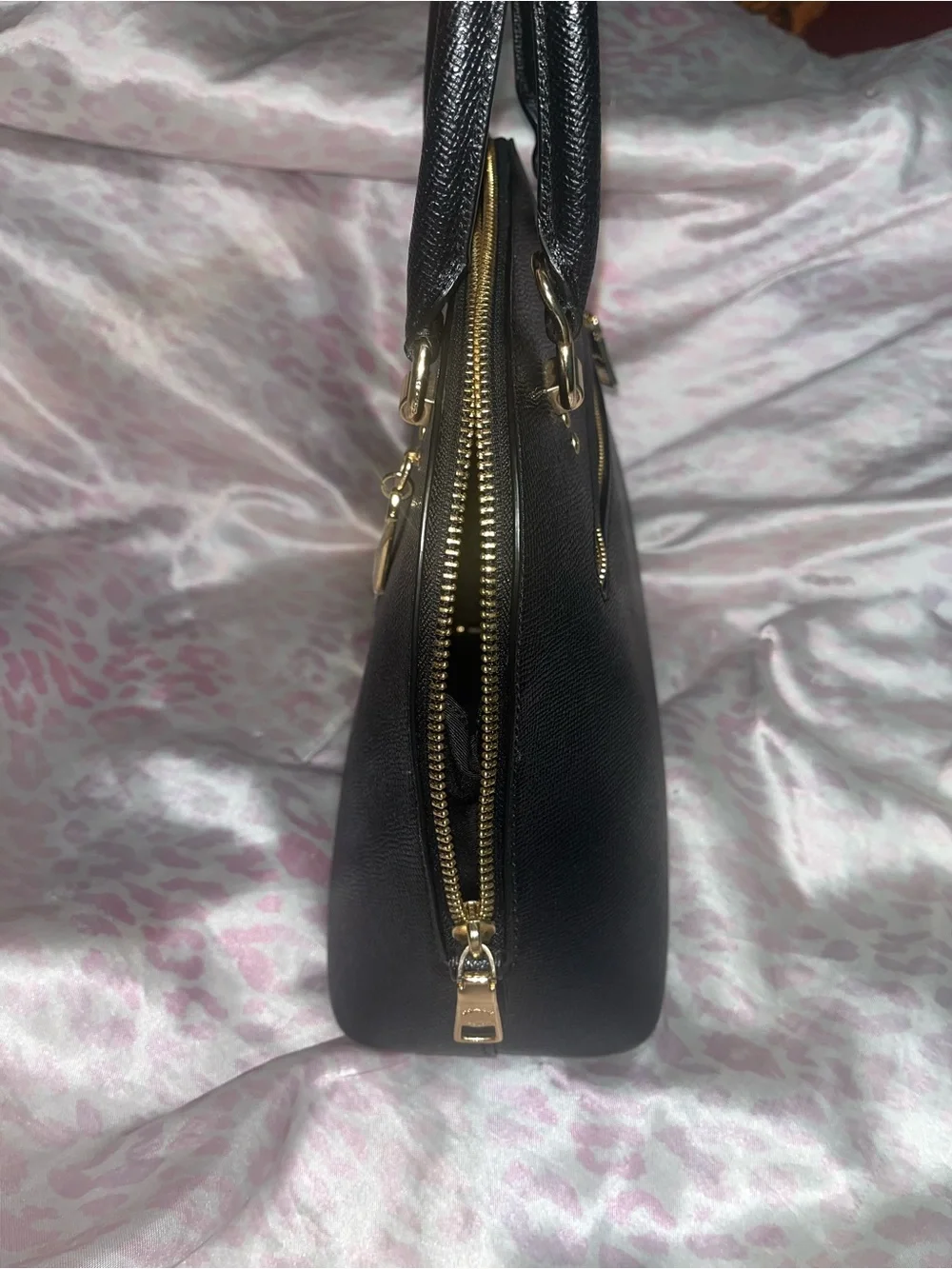 Coach Black Dome Satchel with Gold Hardware